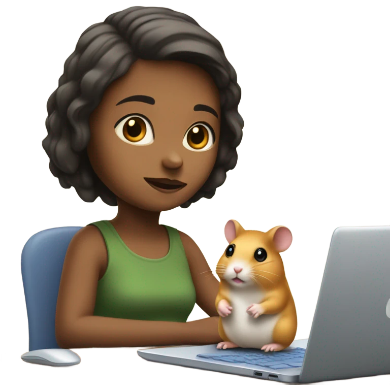 Girl Hamster on computer  emoji