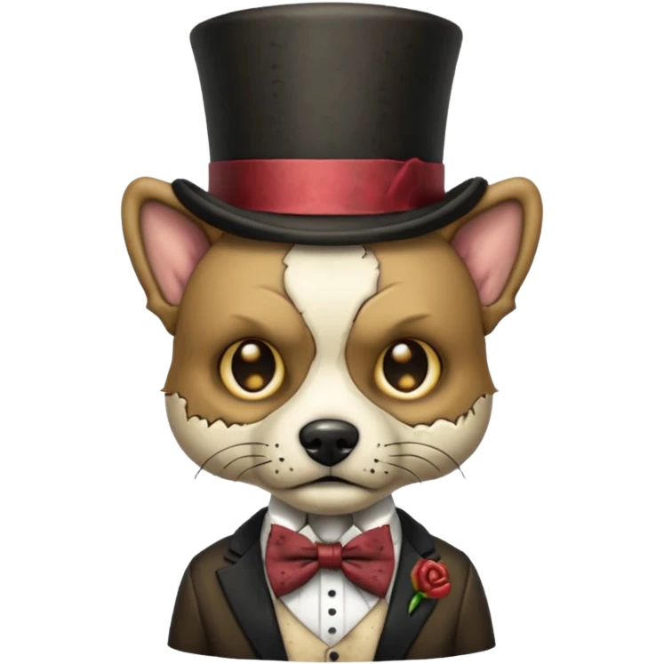 zombie dog with bow tie and top hat emoji