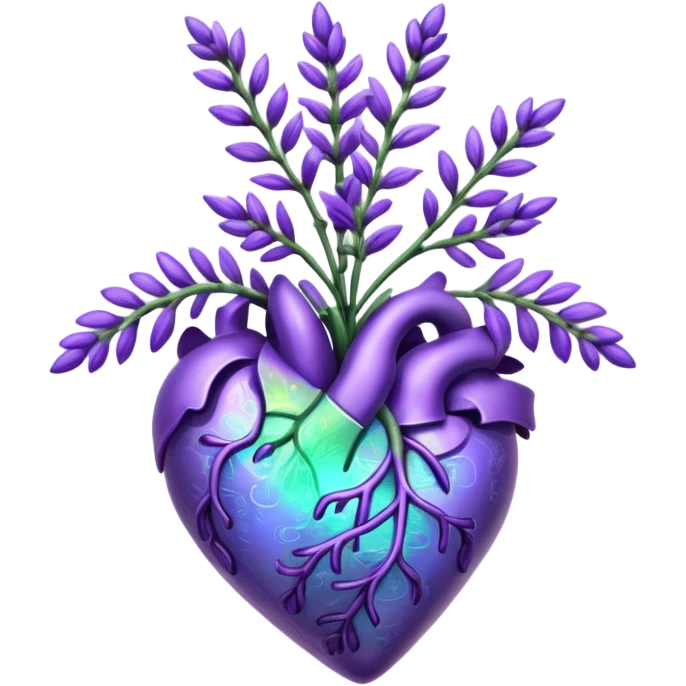 create a holographic lavender plant that wraps around a lavender colored heart emoji