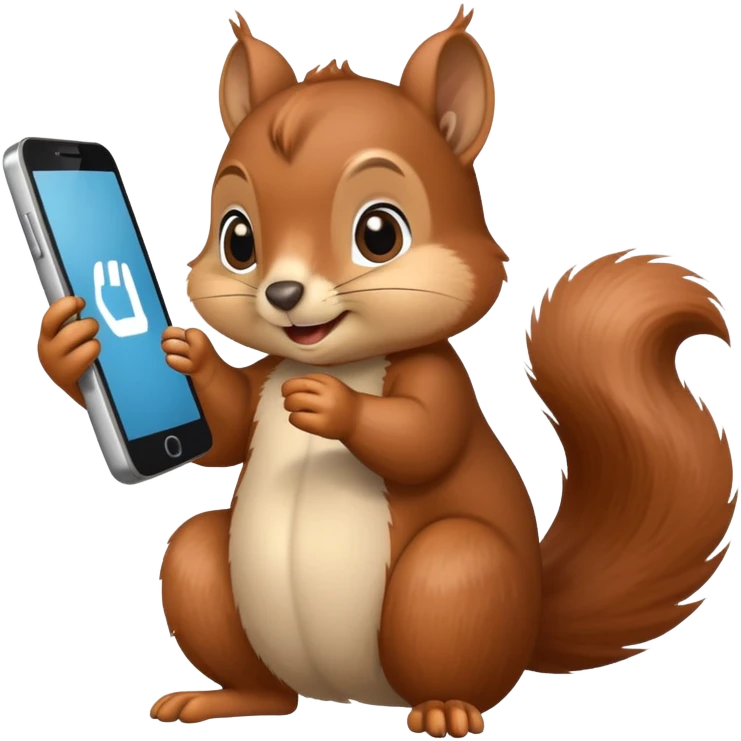 Squirrel scrolling on the phone emoji