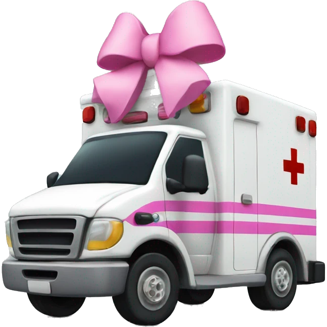 Ambulance with a pink bow on top emoji