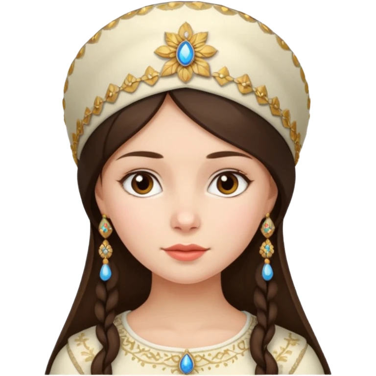 Brunette Russian girl wearing kokoshnik emoji