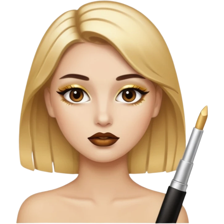 accesories lip gloss brown with makeup gold emoji