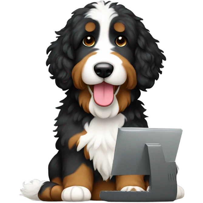 bernedoodle and computer emoji