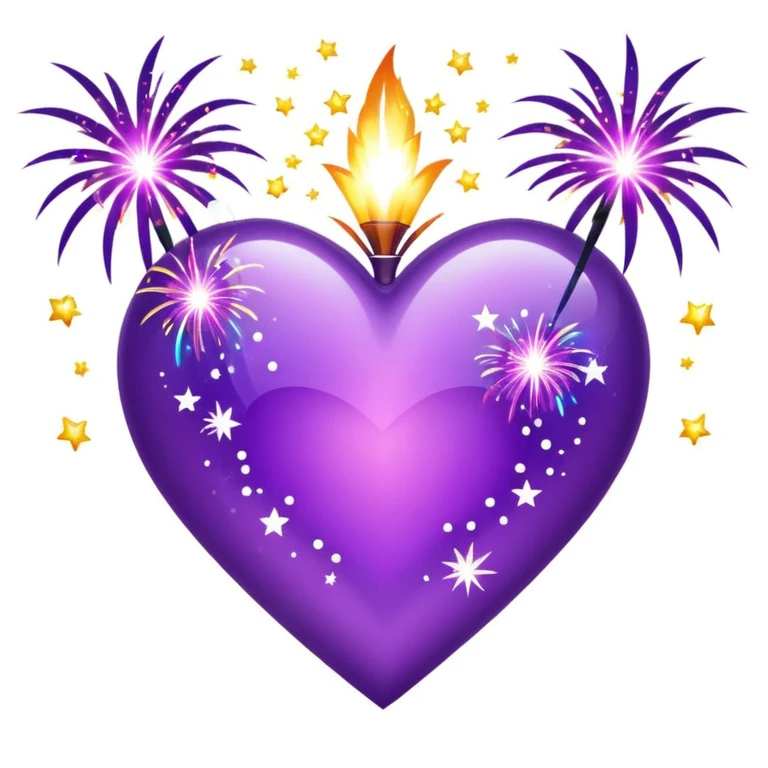 purple heart with a firework effect emoji