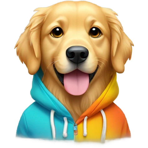Golden retriever wearing a hoodie emoji