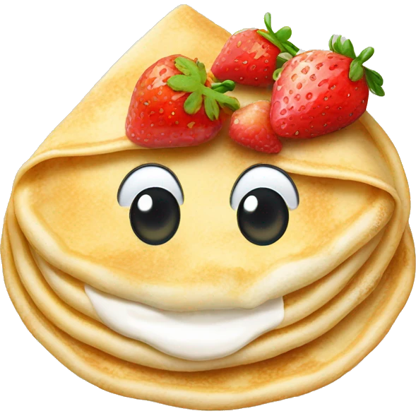 Crêpe with a single strawberry  emoji