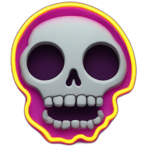 skull shape neon sign style emoji