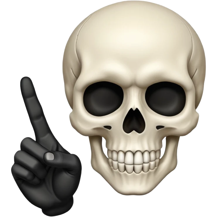 Skull emoji pointing with hand to the right at something emoji