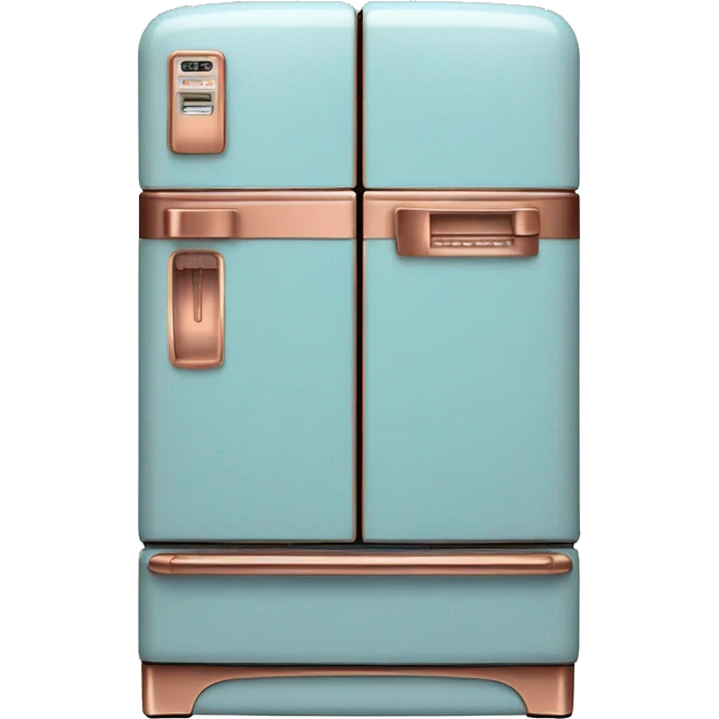 Realistic pastel blue and metallic copper vintage fridge.  emoji