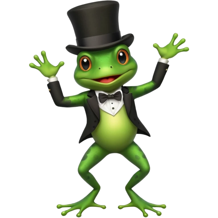 Frog dancing salsa with a top hat emoji
