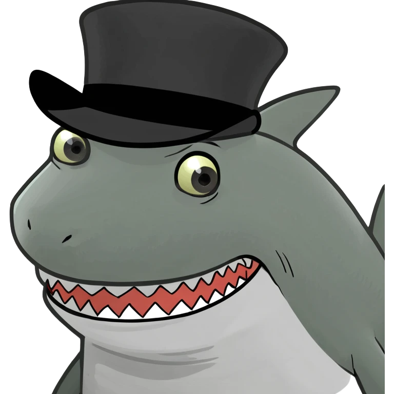 Shark with a top hat emoji