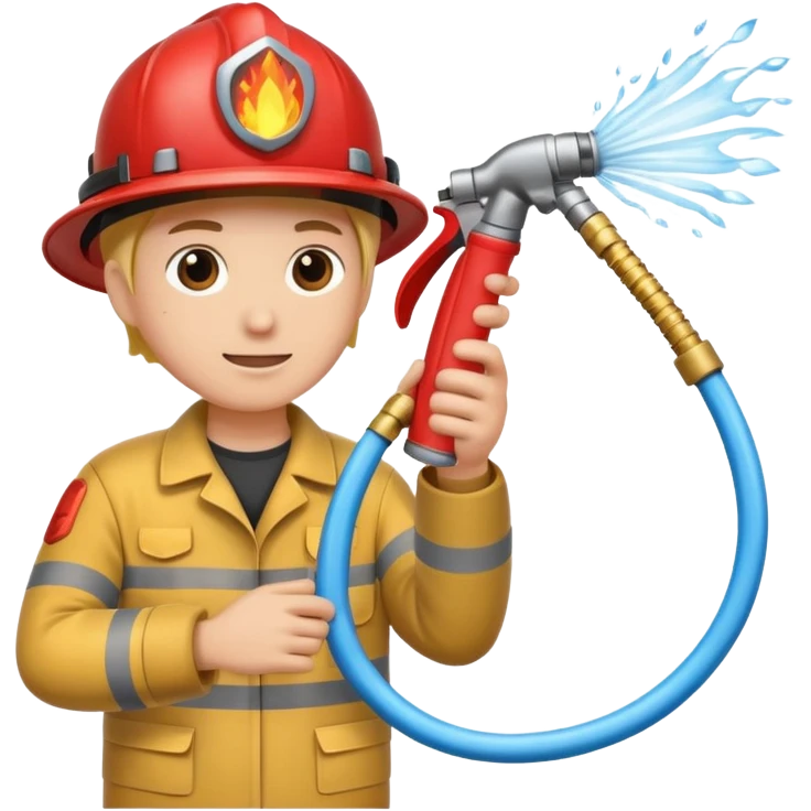 A hand holding a water hose and extinguishing the fire, no man emoji