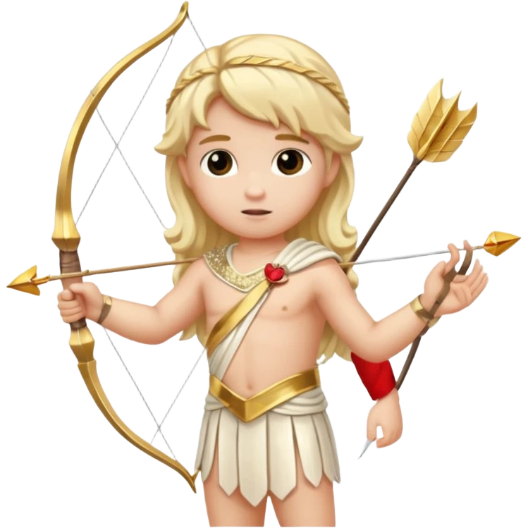 Cupid Love God with long blonde hair, cream sequin toga emoji