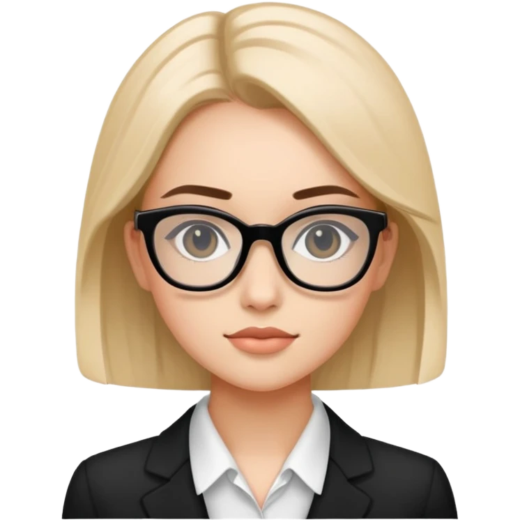 20-25 years business girl with black glasses emoji