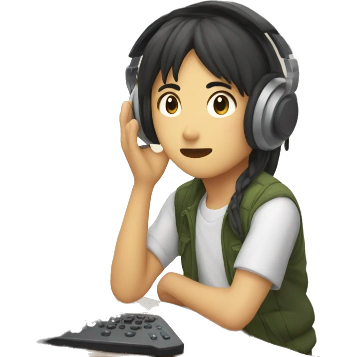 anime fan listening to radio emoji