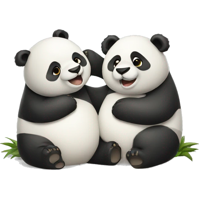 Two pandas snuggling each other emoji