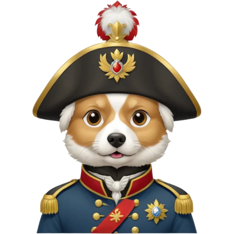 Spitz dog with emperor Napoleon’s disguise emoji