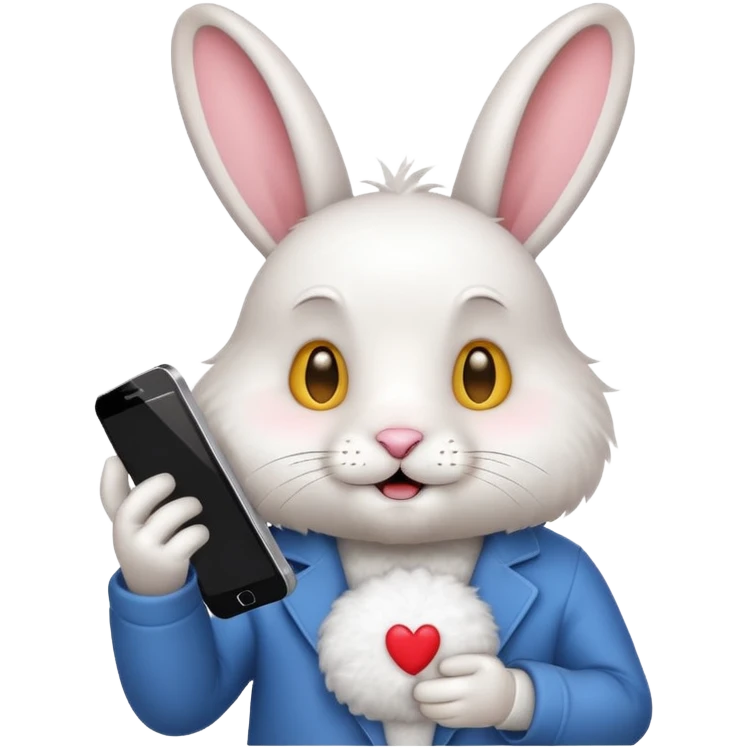 White rabbit on phone talking emoji emoji