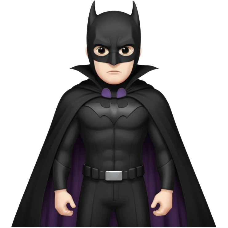 Dark Vigilante

Black suit, long cape, sharp bat-like mask, perched with brooding stance emoji