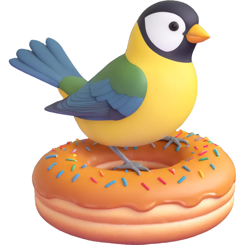 great tit bird on a donut emoji