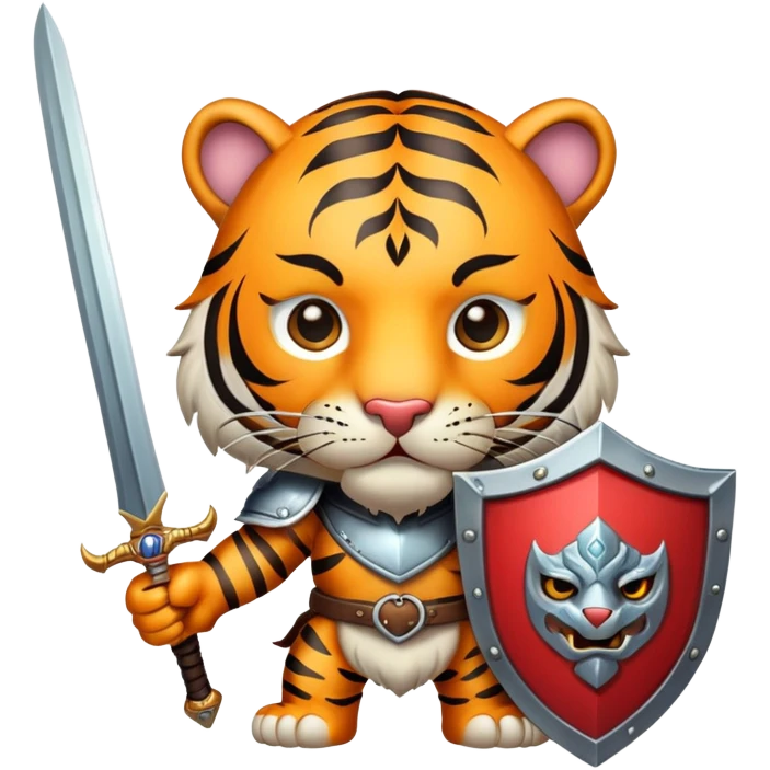 tiger face with shield and sword fantasy game character for Twitch emote emoji