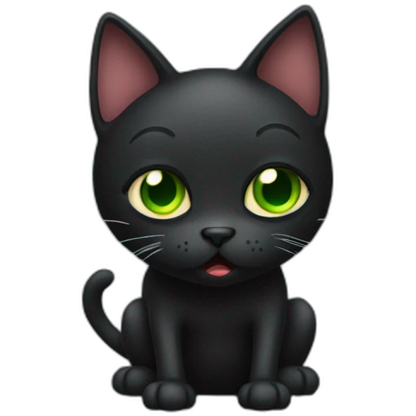 black cat with vomiting and eyes emoji