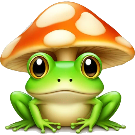 Cute frog on a mushroom  emoji