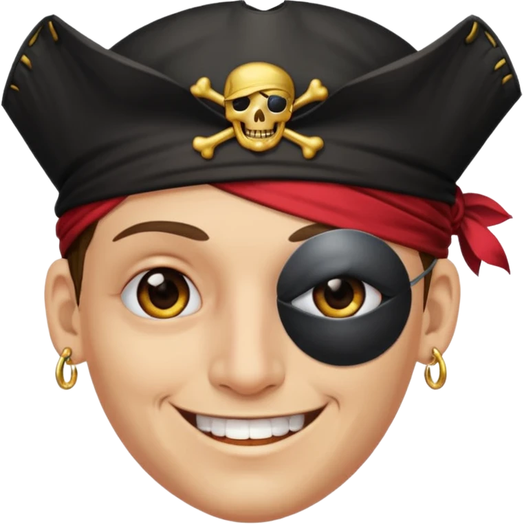 Eye patch pirate with earring, one eye covered
 emoji