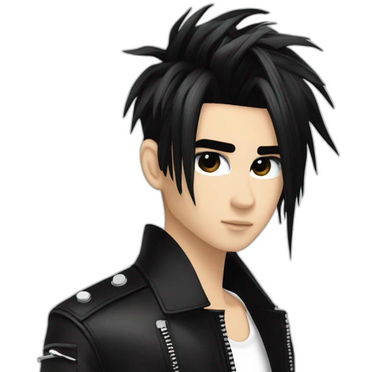 Bill Kaulitz black hair down with blonde highlights emo emoji
