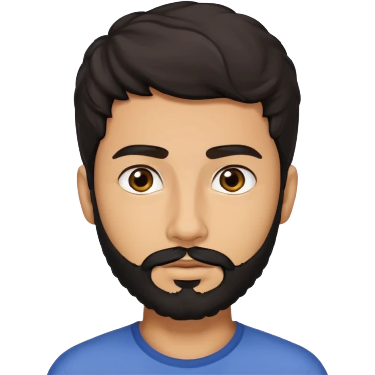 young lightskin Pakistani man with black beard wavy short hair and almond shaped brown eyes and thick eyebrows emoji