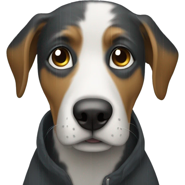 Rainy day a dog does not want to go outside emoji