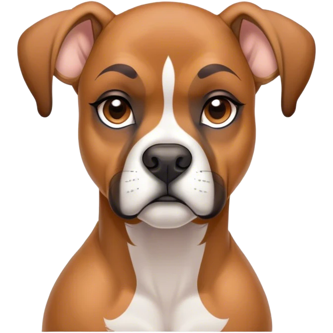 Cinematic Noble Fawn Boxer Portrait Emoji, Poised and regal, with a strong, muscular build and a sleek, well-groomed fawn coat accented by a white muzzle and chest, deep-set soulful brown eyes, Simplified yet sharp and sophisticated features, highly detailed, glowing with a soft, dignified glow, high shine, intelligent and loyal, stylized with an air of strength, focused and attentive, soft glowing outline, capturing the essence of a watchful and confident guardian, so majestic it feels as though it could step out of the screen with effortless authority! emoji