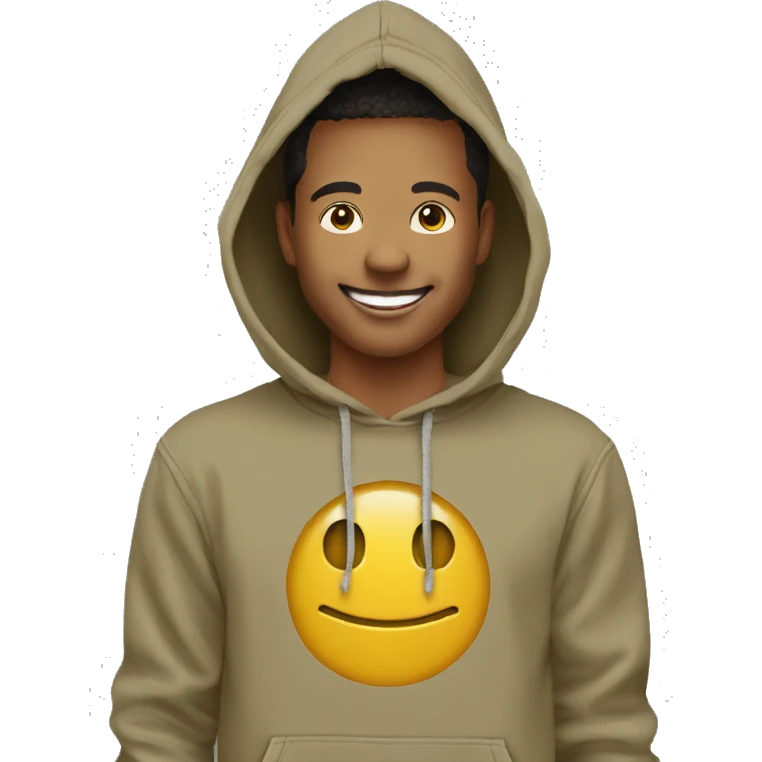 khaki color pullover hoodie smiley face emoji