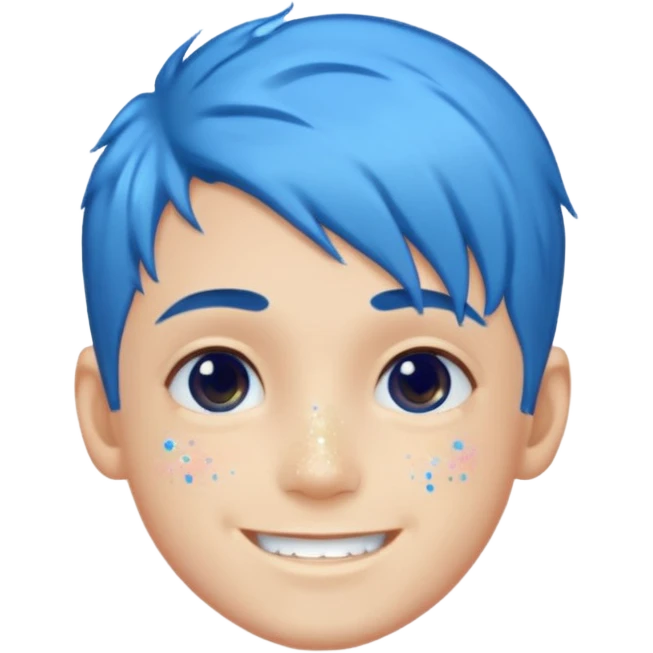 glitter blue gamer Boy happy blue hair emoji