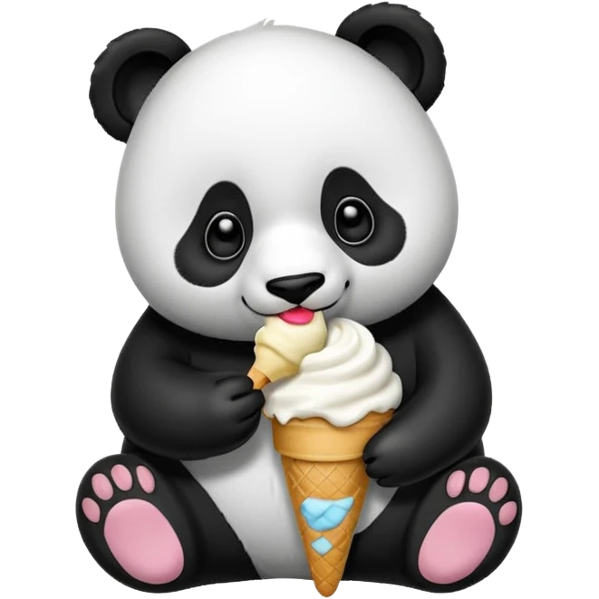 Panda eating ice cream emoji
