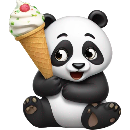 Panda eating ice cream emoji