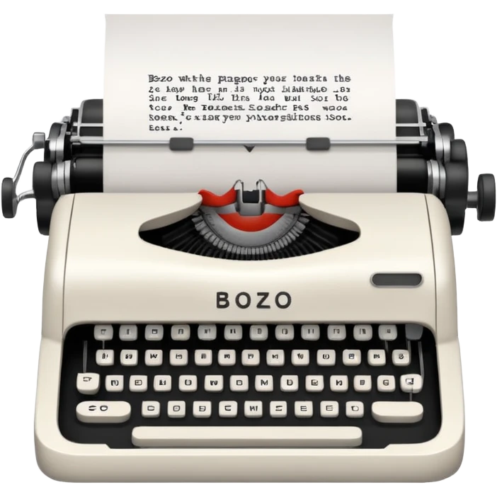 Typewriter typing on paper and the paper says bozo emoji