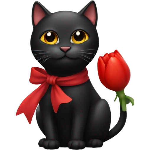 Black cat with red coqquet emoji