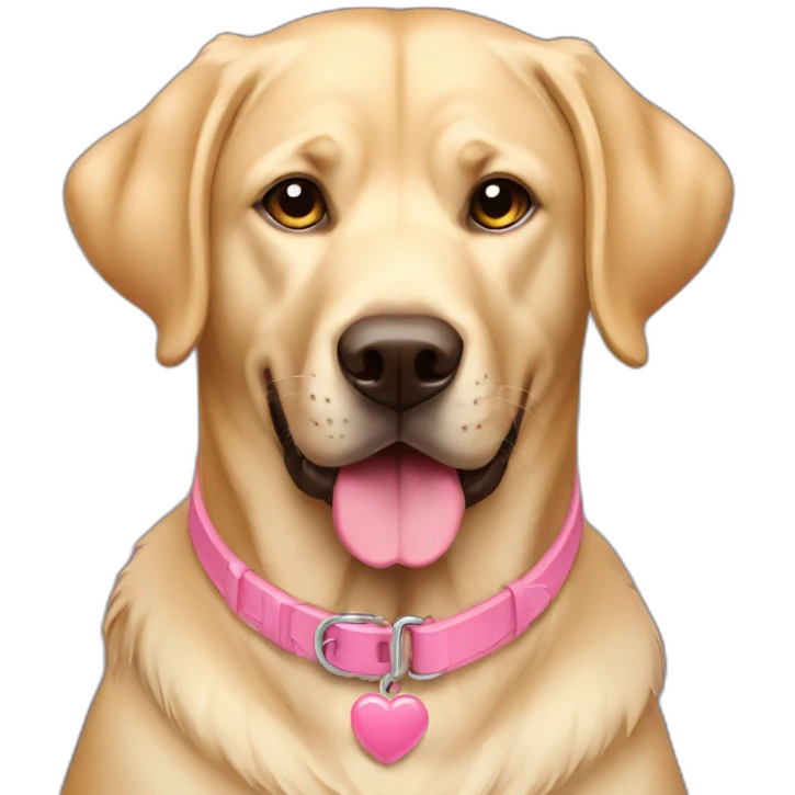 Perro labrador rubio con collar rosa emoji