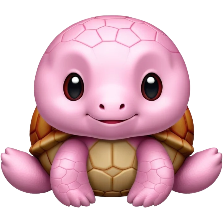 light pink plush turtle that looks exactly like a stuffed animal with visible stitching, perfectly round head, red shell, cute, adorable, soft fabric texture, huggable plush toy appearance emoji
