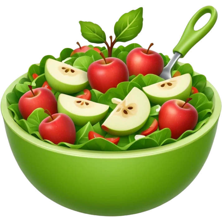 A bowl of salad emoji in the style of Apple emoji with a handle. emoji