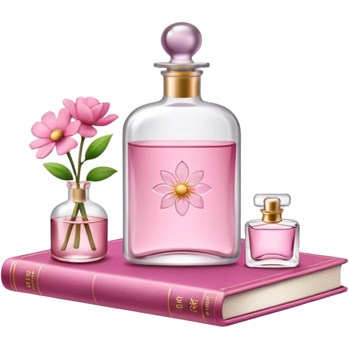 pink bookbook and fragance emoji