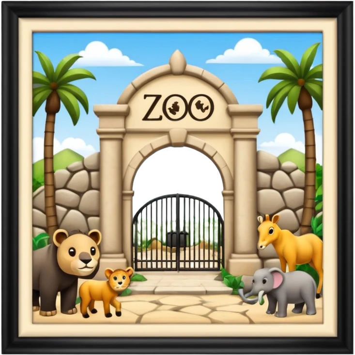 entrada de un zoo y que vean animales  sin ninguna persona  emoji