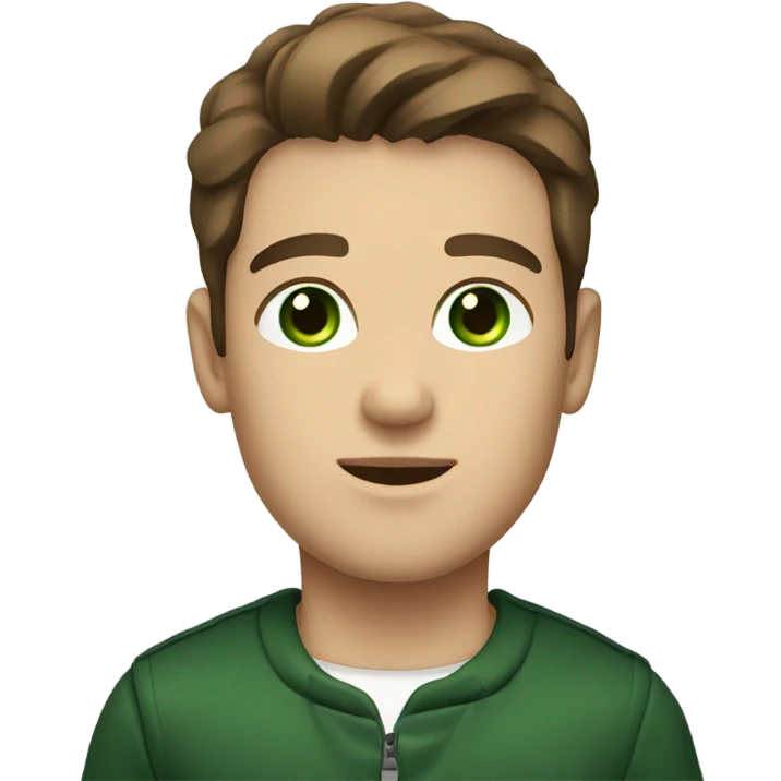 Young man with brown hair dark green eyes driving a boat emoji