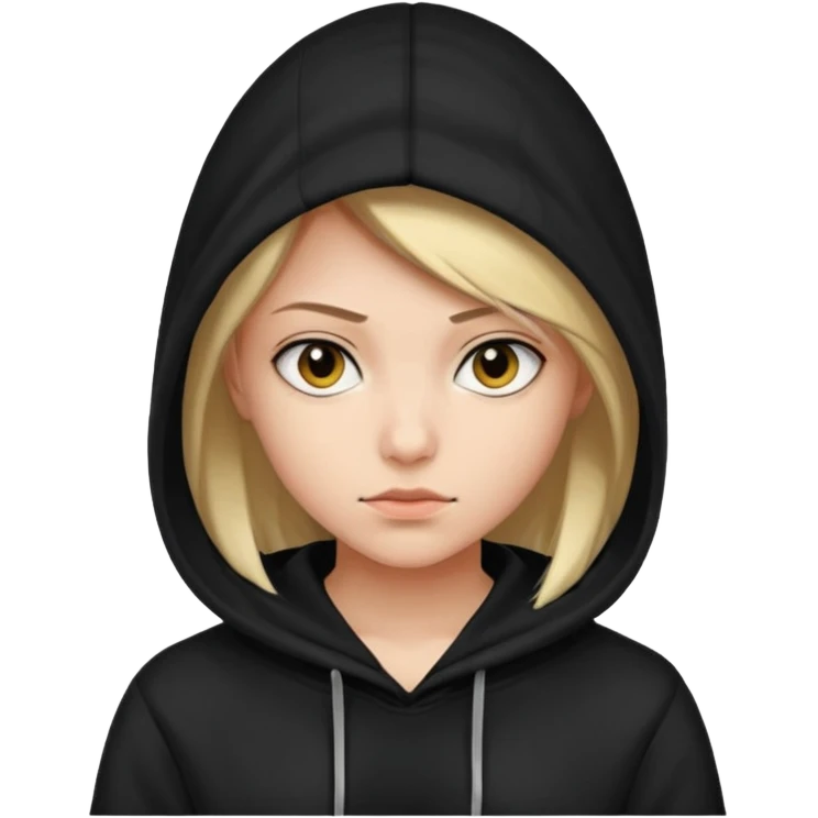 hacker girl with black hoodie emoji