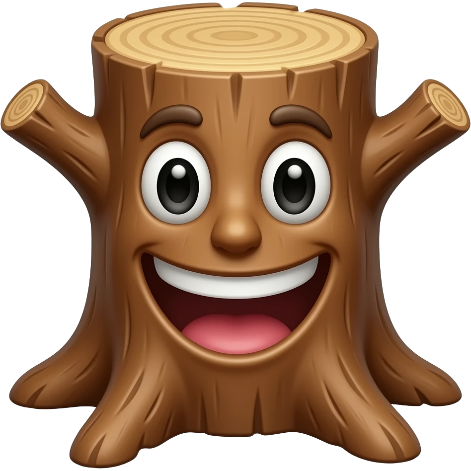 a laughing tree trunk emoji