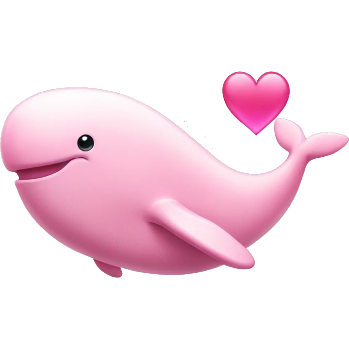 Light pink whale with pink heart on him emoji