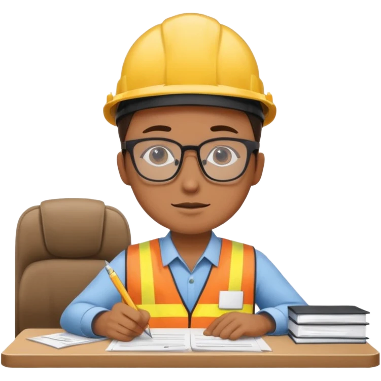 The occupational safety specialist is sitting at the paperwork emoji