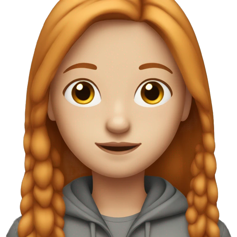 Beautiful girl with straight ginger hair with middle parting emoji